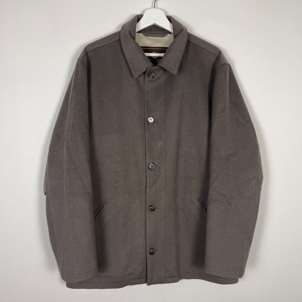 Loro Piana 100% Cashmere Coat Storm System Made Italy Button Front Lined Mens L